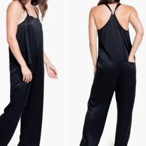 Lunya 100% Silk Washable Jumpsuit Black Luxury Sleep Womans XS/S NWOT